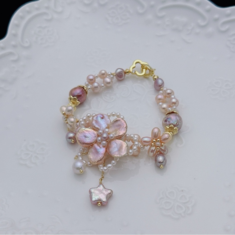 26B179 Handmade Premium Quality Freshwater Baroque Pearl Bracelet 2in1 - Picture 3 of 10